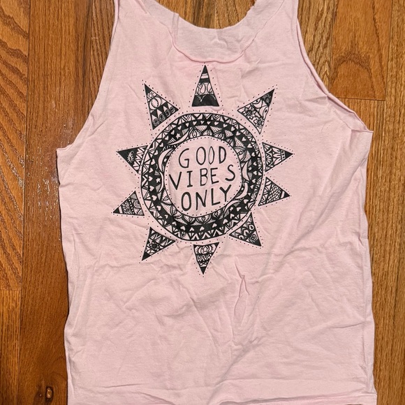 Keep it Bright Good Vibes Only Graphic Tank/ Vest Shirt Baby Pink - Medium - Picture 2 of 3